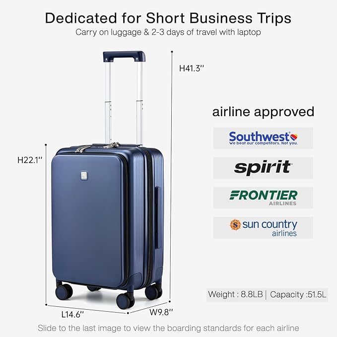 Hanke Grace Expandable Carry On Luggage - Image 4