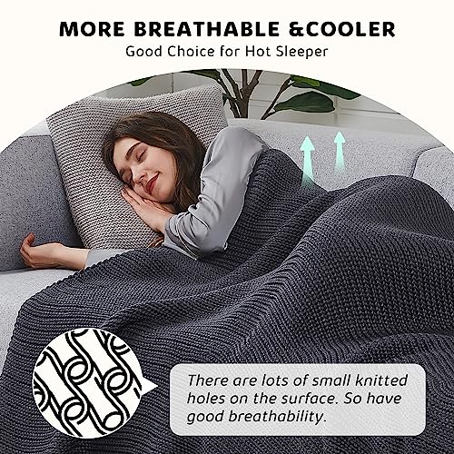Knitted Weighted Blanket (27-granite Grey / 48" x 72" | 12lbs)