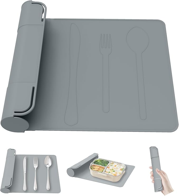 Utensil Box, Tableware Silicone Portable Box Silverware mat, Suitable by OMATAT
