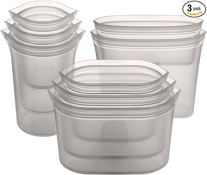 Zip Top Reusable Food Storage Bags | Full Set of 8 | Silicone Meal Prep by ZipTop