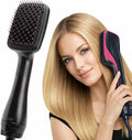 2-in-1 Hair Dryer Brush & Straightener Brush, Ionic Blow Dryer Brush for Women, Hot Air Brush with Paddle Design, Negative Ion Hair Styler for Smooth, Shiny, Frizz-Free Hair, Lightweight & Fast Drying