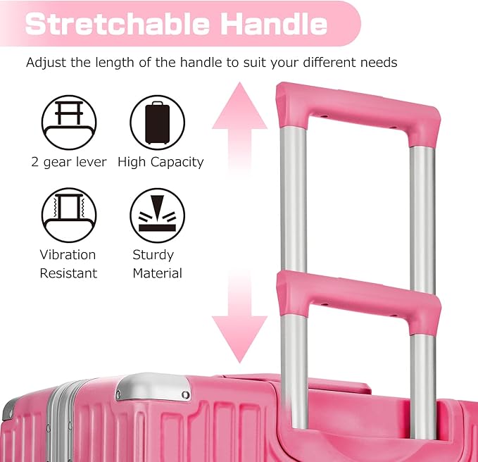 AnyZip Luggage Aluminium Frame Suitcase Hard Shell TSA Lock No Zipper 28In Rose - Image 7