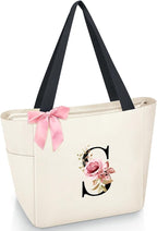 Vavabox Tote Bag, A-Z Initial Monogrammed Waterproof Tote Bag, Bridesmaid Gifts by Vavabox