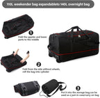 Vomgomfom 32" Soft-Sided Foldable Wheeled Travel Duffel Bag, Expandable 110L to - Image 4