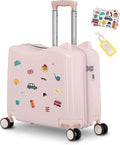 20" Ride-On Travel Suitcase for Kids, Cute Ear Toddler Carry on Luggage by smilesun