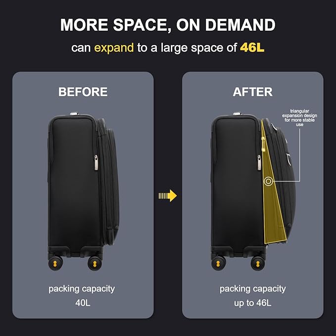 LEVEL8 Carry On Luggage with Compartment, 20 Inch Softside Expandable Travel - Image 6