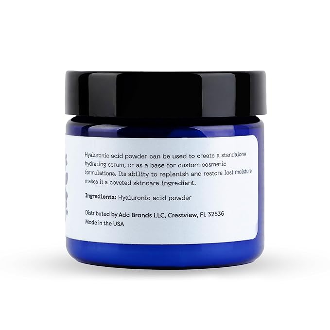 Pure Hyaluronic Acid Powder – 100% Natural, Vegan, U.S.-Made, Makes 50+ oz DIY Anti-Aging Serum – Plumps & Moisturizes for Youthful Skin – ~1,000 kDa