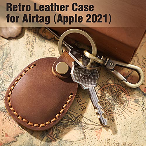 2 Pack Genuine Leather AirTag Holder Compatible with Apple AirTag 2nd Gen & 1st Gen ([2 pack] Brown)