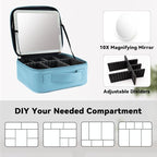 Travel Makeup Bag with LED Mirror and 10x magnifying glass with 3 Lighted - Image 4