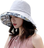 Women Wide Brim Sun Hats Metal Wired Edge Summer UV Protection Beach Fishing Hat by HUAMULAN