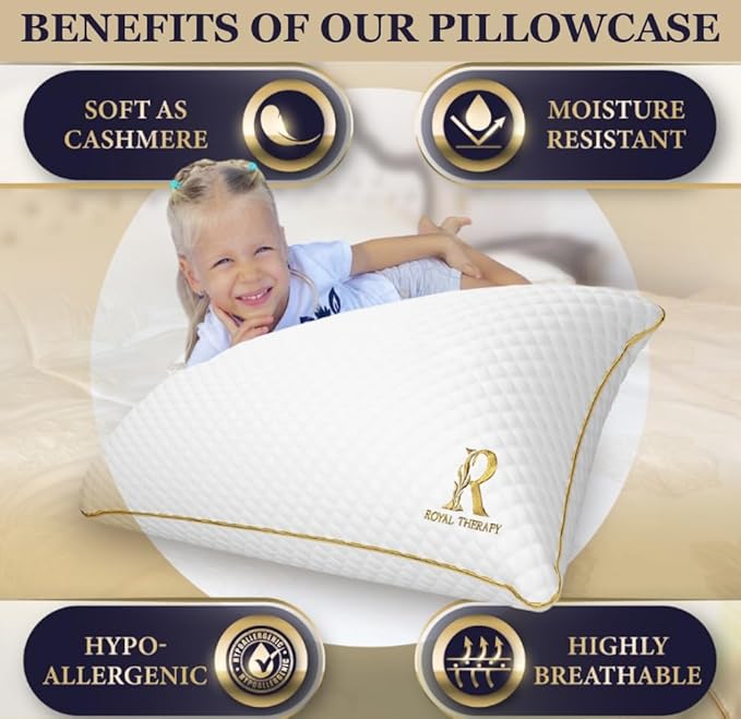 Royal Therapy Queen Memory Foam Pillow, Adjustable Shredded Odor-Free Pillow - Image 6