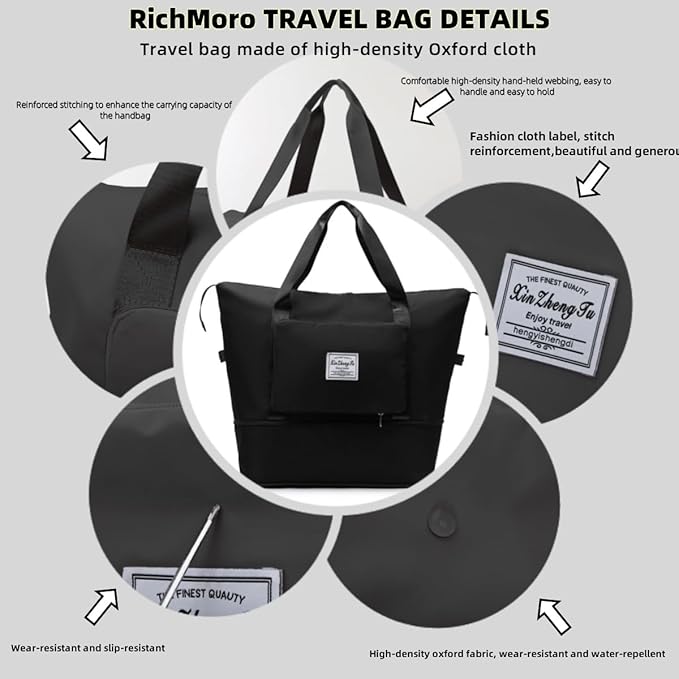 Large Capacity Foldable Travel Bag, Expandable lightweight Carry on Bag - Image 5