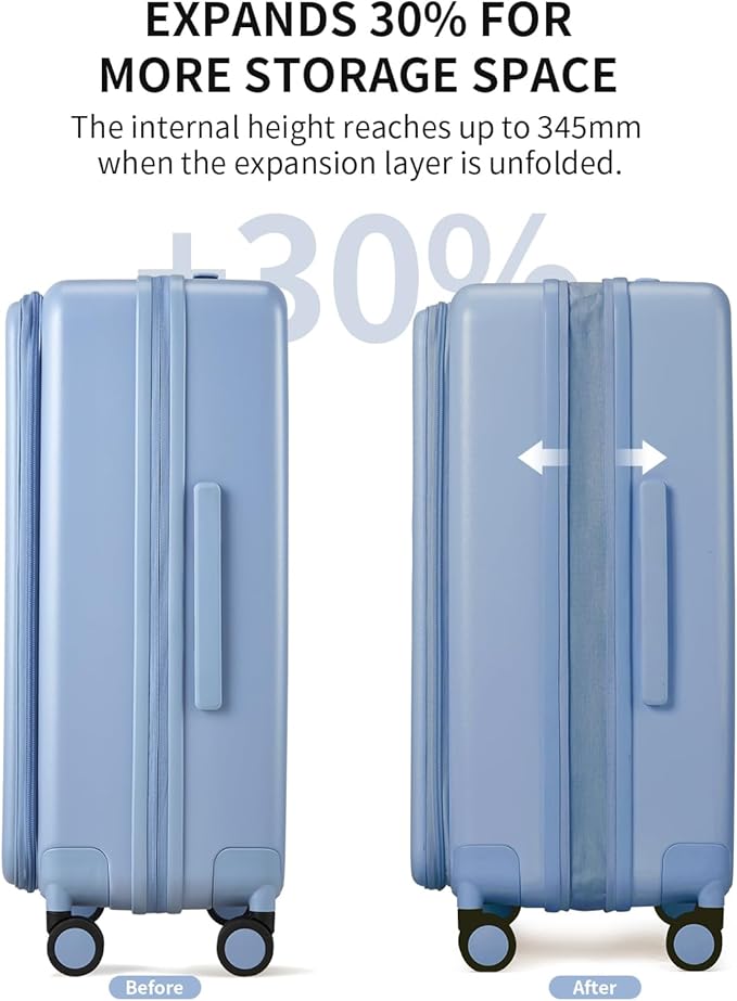 aji Expandable Top Open Carry On Luggage 22x14x9 Airline Approved, 20 Inch Hard - Image 3