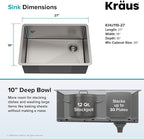 Kraus KHU110-27 Standart PRO 27-inch 16 Gauge Undermount Single Bowl Set - Image 3