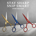 Ontaki Beard Scissors & Mustache Scissors - 5-Inch, True Red - German High-Carbon Steel Bevel Edge - Grooming Kit with Beard Comb & Mustache Comb & PU Leather Pouch - Facial Hair Grooming for Men
