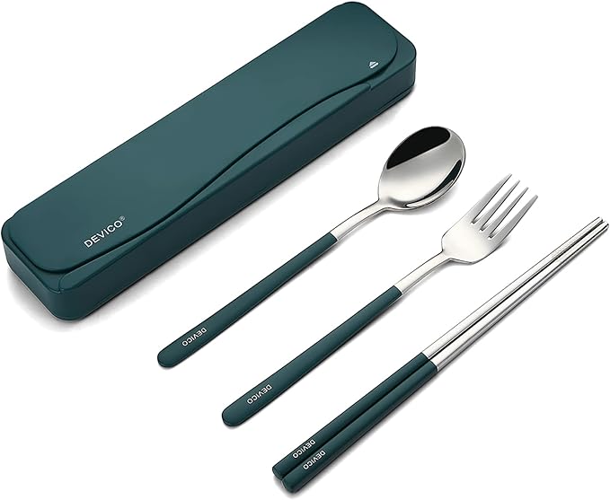 DEVICO Travel Utensils, 18/8 Stainless Steel Portable Reusable Camping by DEVICO