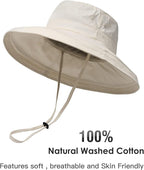 Sun Hats for Women Gardening Hat Wide Brim Ponytail Beach Sun Protection - Image 2