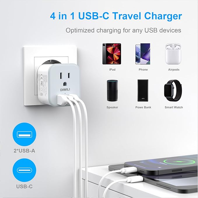 European Travel Plug Adapter, Foldable Power Adapter - Image 3