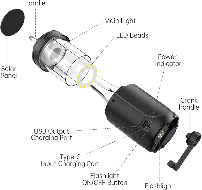 Solar Camping Lantern, Rechargeable LED Lights, 5000mAh Waterproof Solar - Image 5