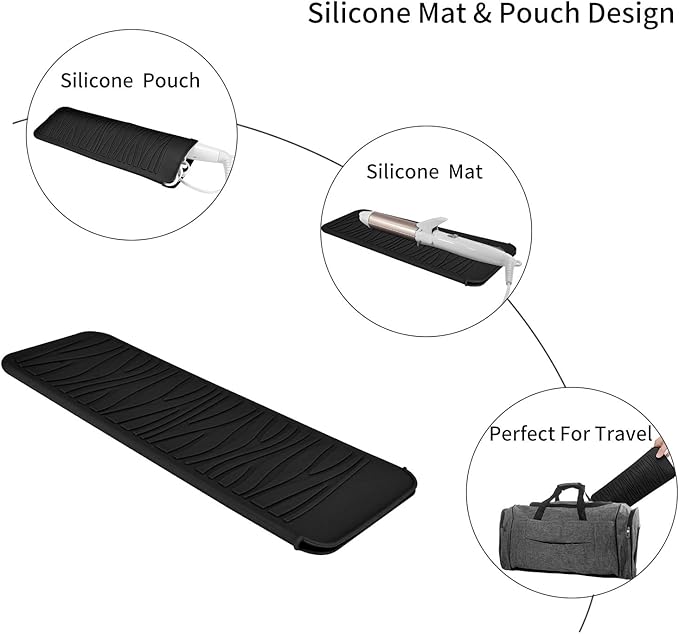 Heat Resistant Travel Mat Pouch for Hair Straighteners,Crimping Irons,Curling Wands,Flat Irons and Styling Tools
