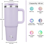 40 oz Tumbler with Handle and 2 Straws, 2 in 1 Lid Insulated Water Bottle - Image 4