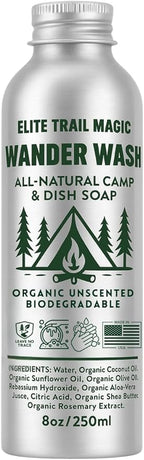 Wander Wash -Biodegradable Camp & Dish Soap Unscented | Made in USA | Organic by Elite+Trail+Magic