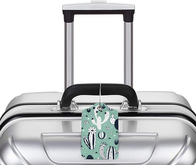 2 Pack Cute Cactus Green Suitcase Tags Identifiers Unique Leather Luggage Tags - Image 6