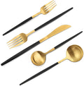 Matte Black Gold Silverware Set, 40-Piece Stainless Steel Flatware Set by VANVRO
