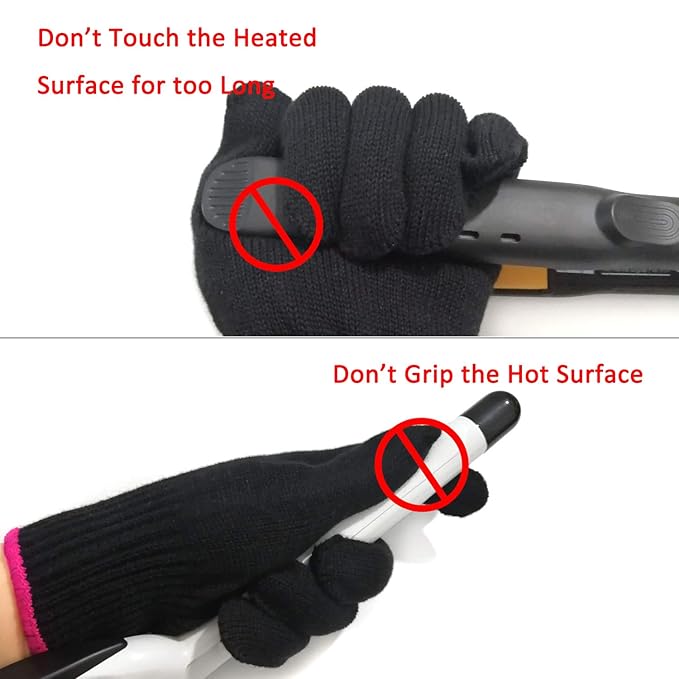 Lessmon 2 Professional Heat Resistant Gloves for Hair Styling Heat Blocking for Curling, Flat Iron and Curling Wand Suitable for Left and Right Hands