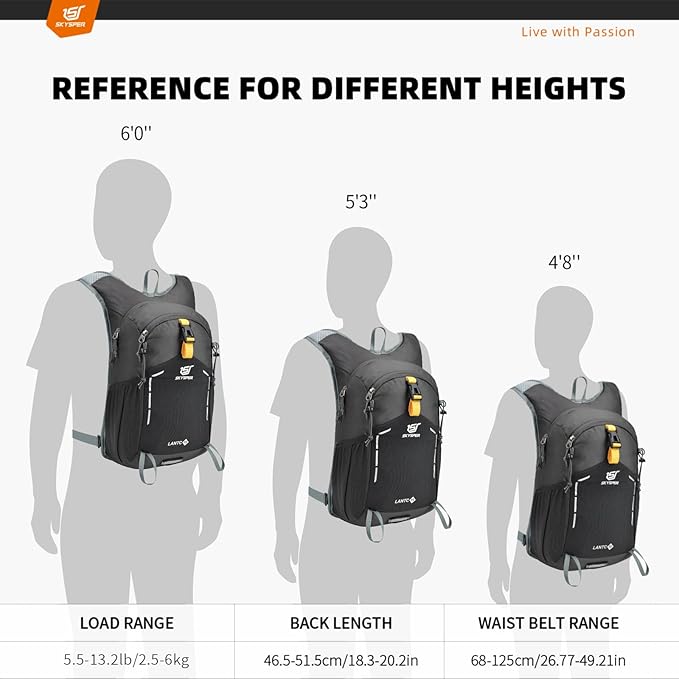 SKYSPER Small Hiking Backpack - 15L Travel Daypack Lightweight Bag Water - Image 2
