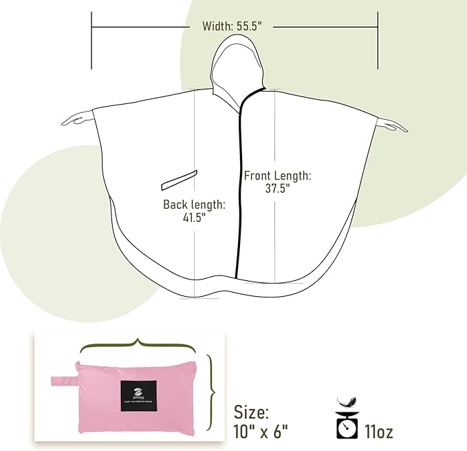 SaphiRose Unisex Rain Poncho Raincoat Hooded - Image 7