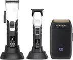 Supreme Trimmer 3-in-1 Barber Bundle | 2Spee Clipper, 2Spee Trimmer & Crunch Foil Shaver | Professional Beard Trimmer Men’s Hair Clipper Kit | White