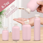ASEVAT 6.7oz 4Pcs Plastic Refillable Travel Shampoo & Conditioner Bottles - Image 2