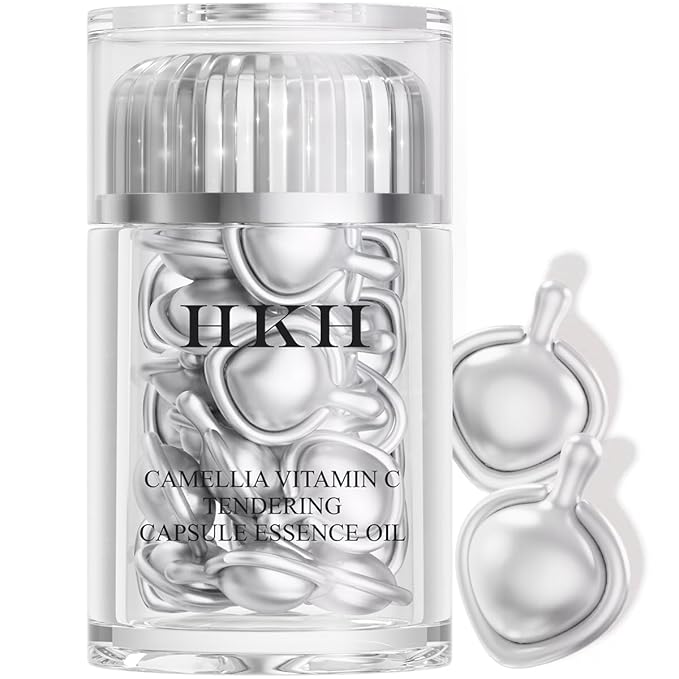 Triple Vitamin C Serum Capsules For Face: Dark Spots Correction with Camellia Niacinamide VE Anti-Aging Skincare Serum For Women - 28 Capsules To Tighten Sagging Skin And Fine Lines