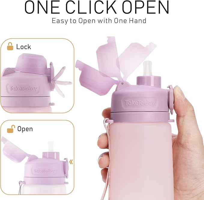 TakeToday Collapsible Water Bottles 20oz, Leak Proof, Foldable Silicone Travel - Image 6