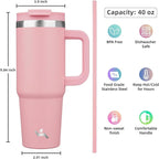 40 oz Tumbler with Handle and 2 Straws, 2 in 1 Lid Insulated Water Bottle - Image 4