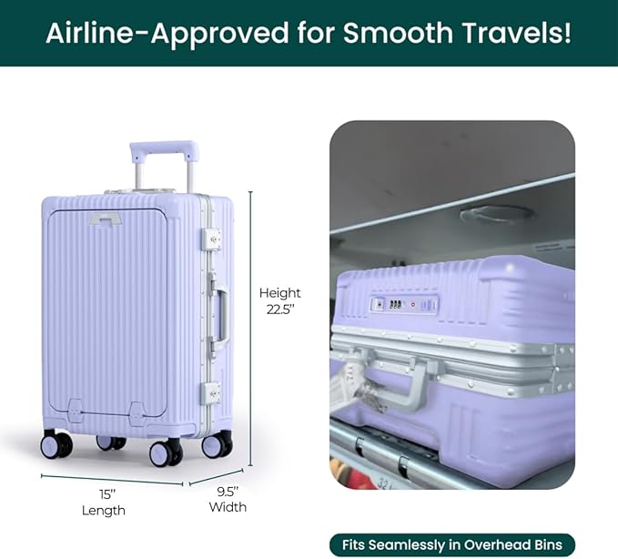 Nobl Travel Carry On Luggage, Noble Zipperless Aluminum Frame PC Hard Shell - Image 4