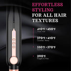 SKIMI Airflow Styler, Titanium Flat Iron Hair Straightener, Professional Curling Iron with Cooling Air Vents to Lock in Style, 5 Temps & Dual Voltage, Auto Off (Black & Blush Gold).