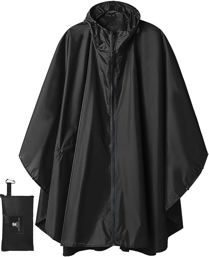 SaphiRose Unisex Rain Poncho Raincoat Hooded by SaphiRose