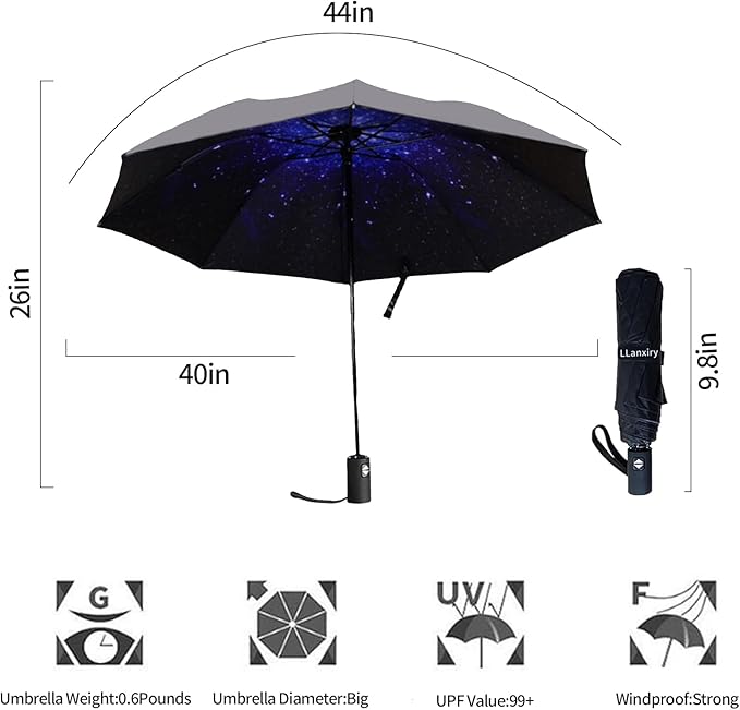 LLanxiry Compact Travel Umbrella, Mini Windproof Umbrellas - Image 2