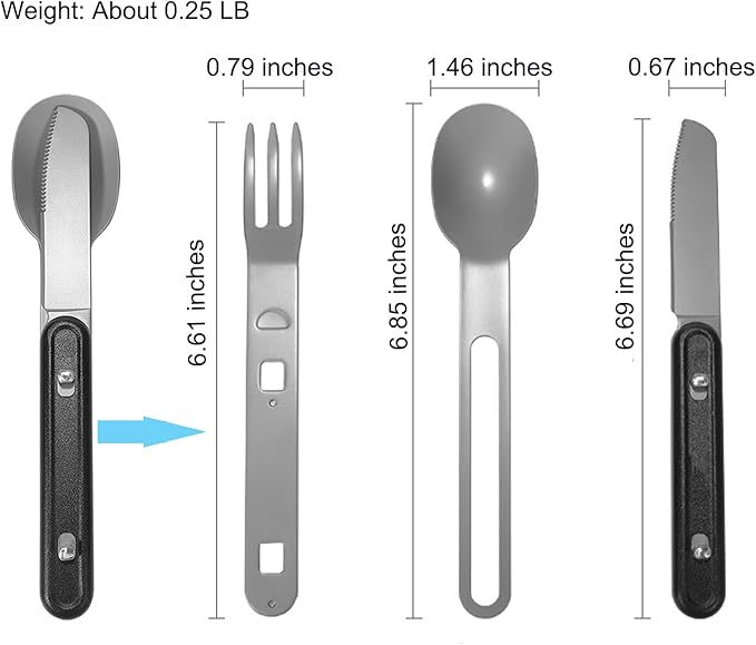 3-in-1 Camping Utensils, Portable Stainless Steel Spoon, Fork and Knife Combo - Image 6