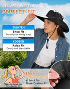 Sun Hat for Men Women Fishing Hat with Neck Flap Wide Brim Bucket Hat UV Protection for Beach Camping Hiking (Black-with Cooling Sleeves)