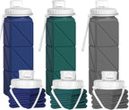 3 pack Collapsible Water Bottles, Silicone Foldable Portable Water Bottle 20.6oz - Image 2