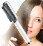 Professional Anion Hair Straightener Comb, Beard Straightener Brush, Ceramic Plate Electric Hair Straightening Brush for Salon Results, Heating Straightener, Heated Electric Comb (White)