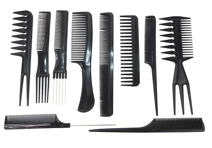 Magic 10 Piece Professional Styling Comb Set, Black