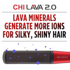 CHI Lava 2.0 Hairstyling Iron 1″ Flat Iron Hair Straightener, Volcanic Lava & Ceramic Plates for Smooth, Frizz‑Free Styling, Adjustable Digital Temp, 11 ft Cord, Professional Hair Tool