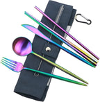 Gugrida Reusable Travel Utensils, 7 Piece Portable 304 Stainless Steel by Gugrida
