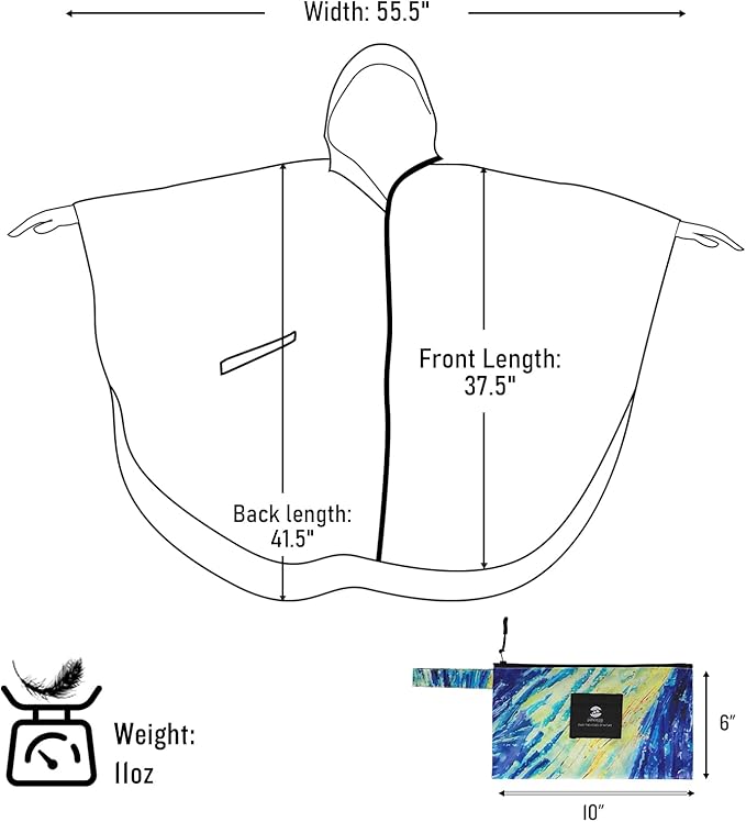 SaphiRose Rain Poncho Jacket Coat Hooded - Image 7