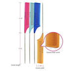 Colortrak Carbon Fiber Combs, Durable, Heat-Proof Comb, Anti-Static to Prevent Frizz, Bleach Safe Stainless Steel Pintail, 4pc Bag (Orange, Teal, Blue, Pink)
