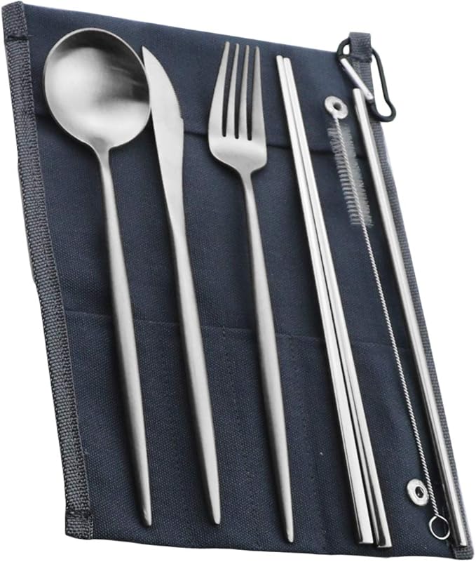 Gugrida Reusable Travel Utensils, 7 Pieces Portable 18/10 Stainless Steel - Image 4
